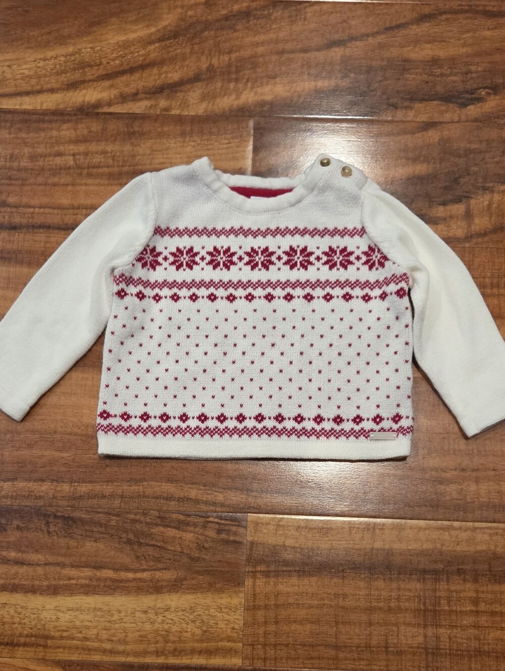 Janie and Jack EUC 12-18 Months Ivory and Red Fair Isle Sweater